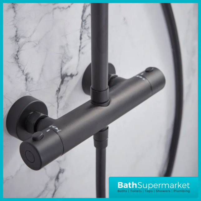 Tavistock Quantum Black Thermostatic Cool Touch Dual Function Exposed Valve Shower System