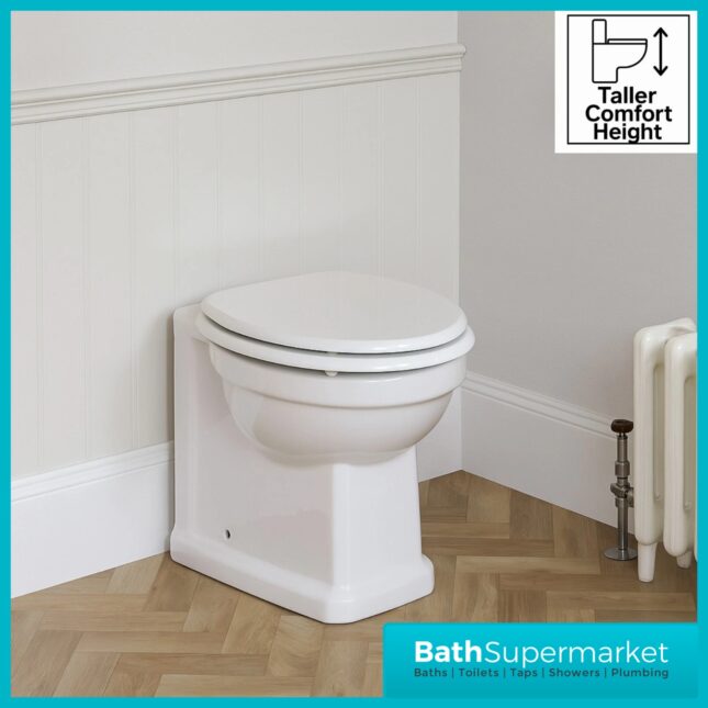 Hudson Reed Richmond Traditional White Comfort Height Back To Wall Toilet Pan With Soft Close Seat