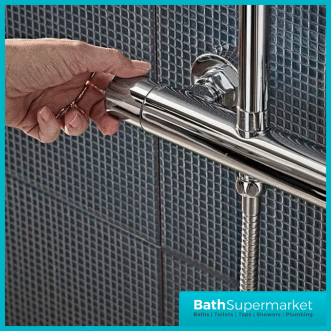 Tavistock Merit Chrome Cool Touch Exposed Thermostatic Valve Push Bar Shower System