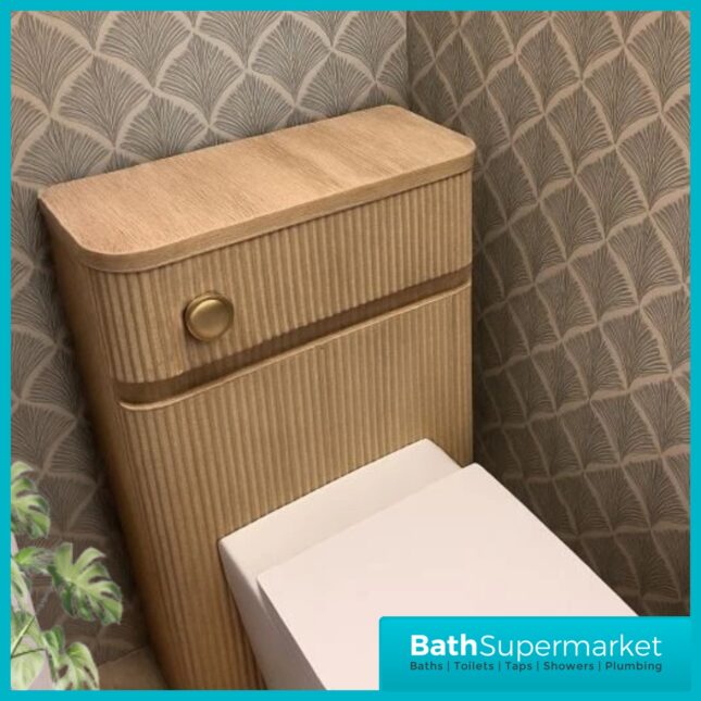 Modern Sonoma Oak Fluted Back To Wall WC Toilet Unit 500mm