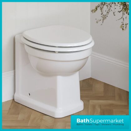 Hudson Reed Richmond Traditional White Comfort Height Back To Wall Toilet Pan With Soft Close Seat