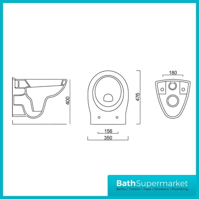 Sano Round Gloss White Wall Hung Toilet Pan With Soft Close Seat