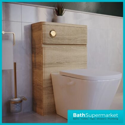 Modern Sonoma Oak Fluted Back To Wall WC Toilet Unit 500mm