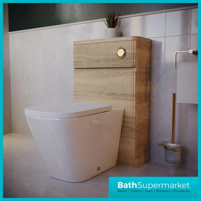 Modern Sonoma Oak Fluted Back To Wall WC Toilet Unit 500mm