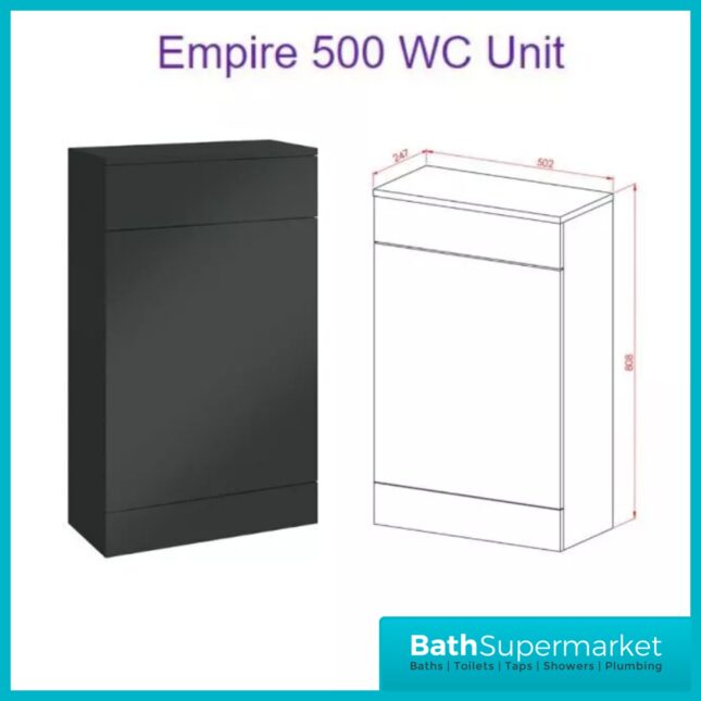 Empire Matt Anthracite Back To Wall WC Toilet Unit 500mm
