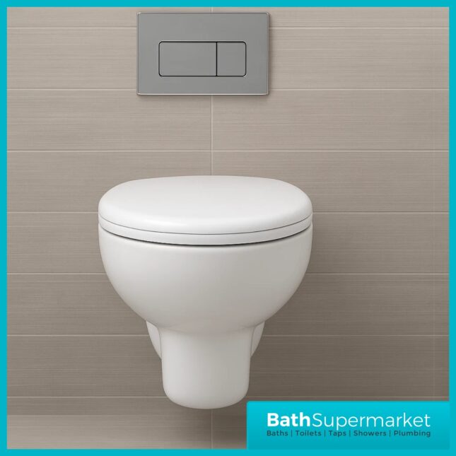 Sanica Sano Round Gloss White Wall Hung Toilet Pan With Soft Close Seat