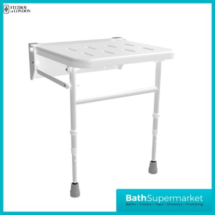 Fitzroy Of London White Wall Mounted Folding Shower Seat With Legs