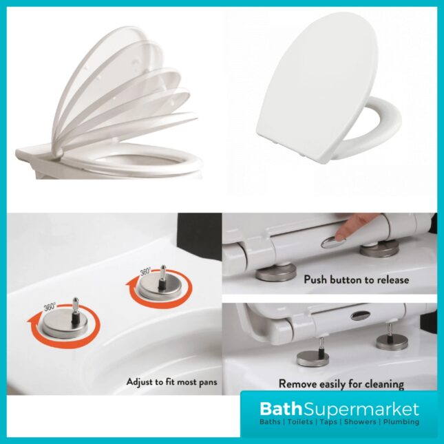 Hudson Reed Richmond Traditional White Comfort Height Back To Wall Toilet Pan With Soft Close Seat