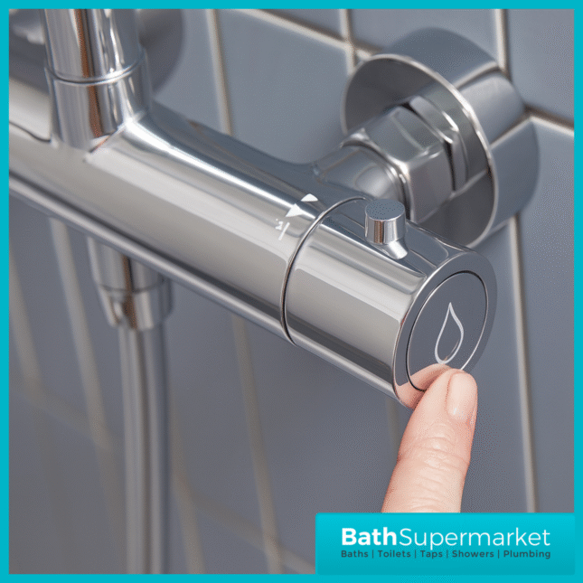Tavistock Merit Chrome Cool Touch Exposed Thermostatic Valve Push Bar Shower System