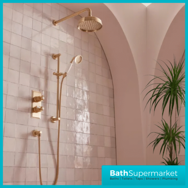 Tavistock Lansdown Brushed Brass Traditional Dual Function Concealed Valve Shower System