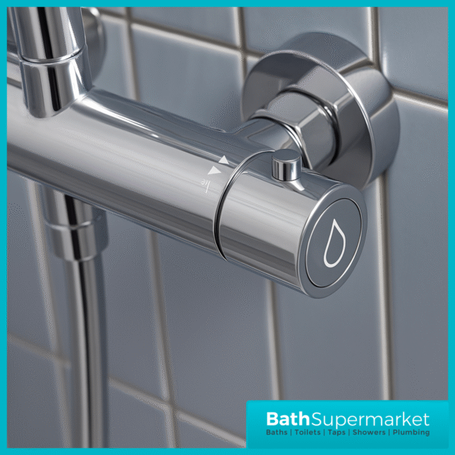 Tavistock Merit Chrome Cool Touch Exposed Thermostatic Valve Push Bar Shower System