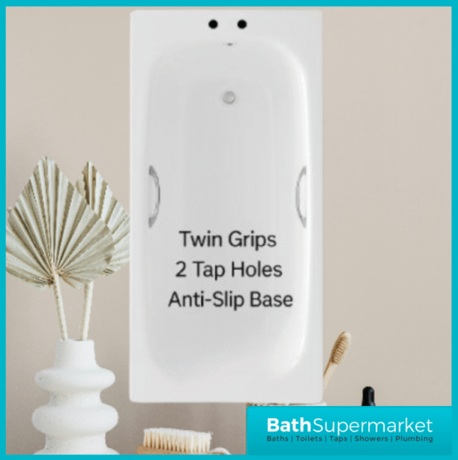 Roca Carla Gloss White Anti-Slip 2 Pre-Drilled Tap Hole Steel Bath 1700 x 700mm With Legs Set & Grips