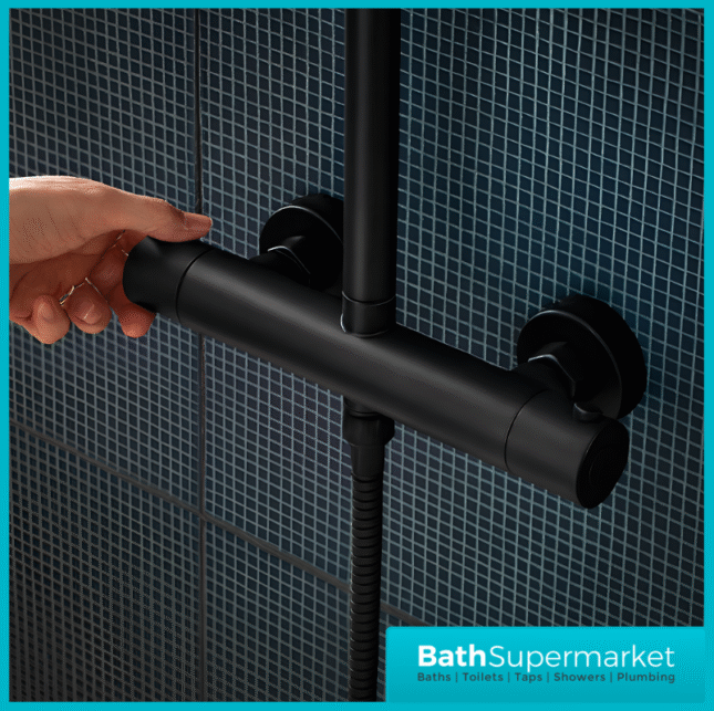 Tavistock Merit Black Dual Function Exposed Thermostatic Bar Valve Shower System