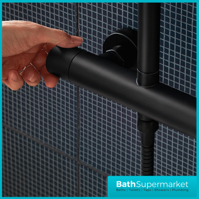 Tavistock Quantum Black Thermostatic Cool Touch Dual Function Exposed Valve Shower System