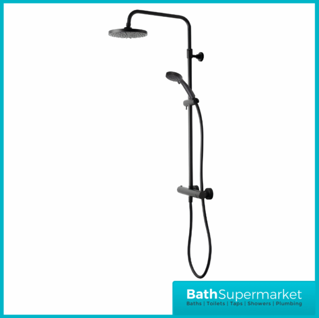 Tavistock Merit Black Dual Function Exposed Thermostatic Bar Valve Shower System