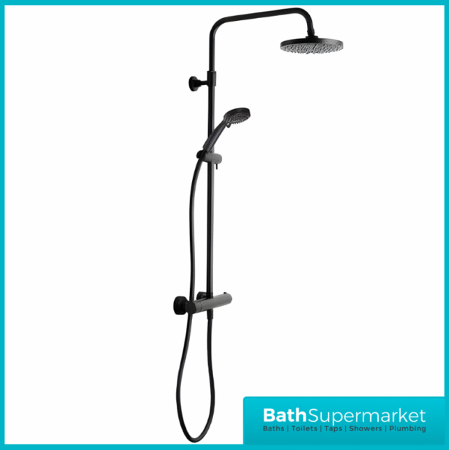 Tavistock Merit Black Dual Function Exposed Thermostatic Bar Valve Shower System