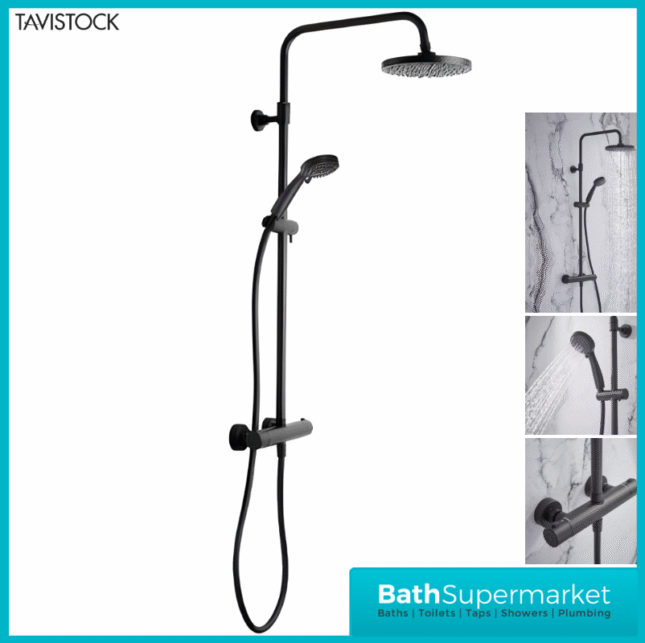 Tavistock Merit Black Dual Function Exposed Thermostatic Bar Valve Shower System