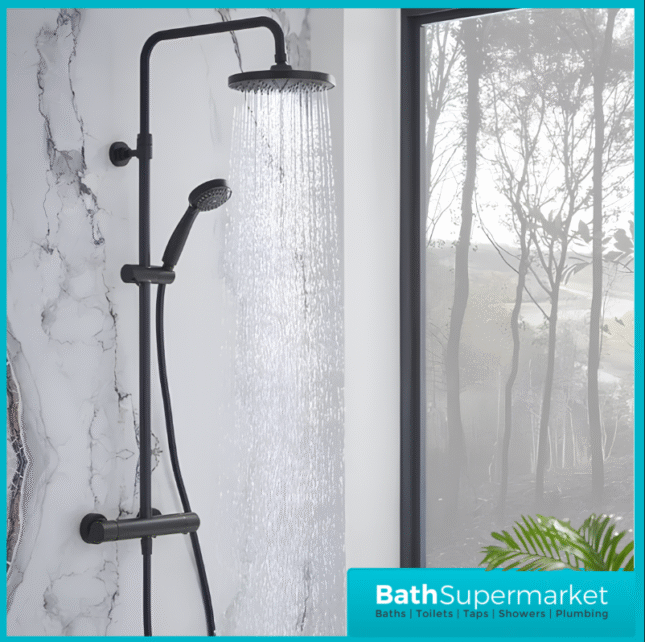 Tavistock Merit Black Dual Function Exposed Thermostatic Bar Valve Shower System