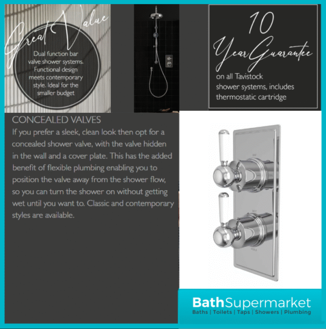 Tavistock Lansdown Chrome Traditional Dual Function Concealed Valve Shower System