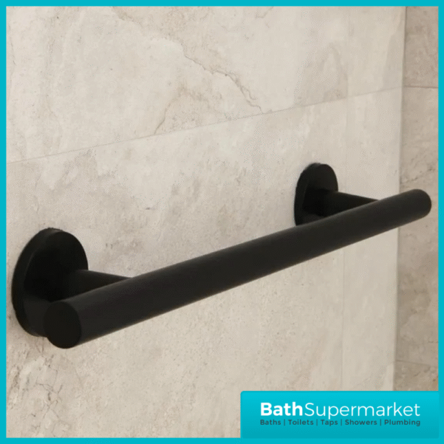 Fitzroy Of London Nymas Style Matt Black Luxury Straight Mobility Grab Rail Bar 300mm Wide