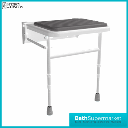 Fitzroy Of London Grey Wall Mounted Folding Shower Seat With Legs