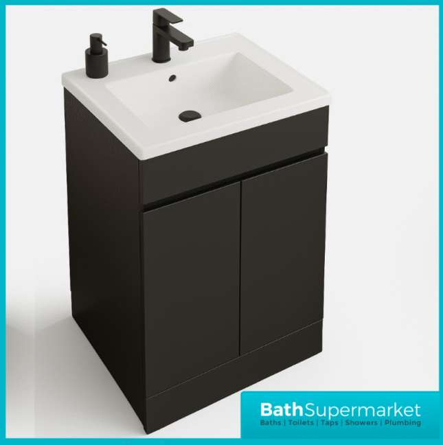 Empire Matt Anthracite Floorstanding Bathroom Vanity Basin Unit 600mm