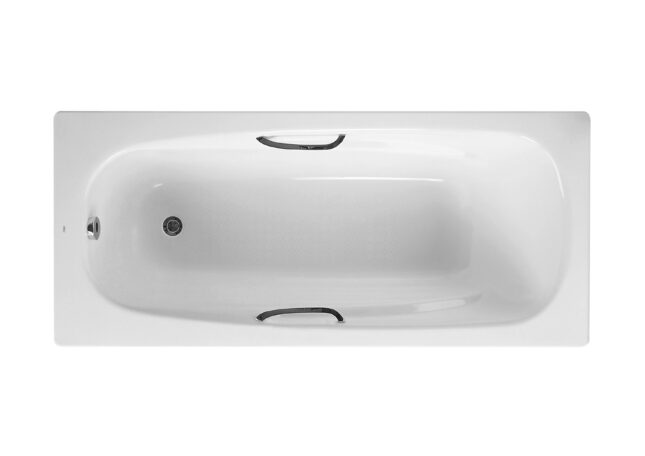 Roca Carla Gloss White Anti-Slip 2 Pre-Drilled Tap Hole Steel Bath 1700 x 700mm With Legs Set & Grips