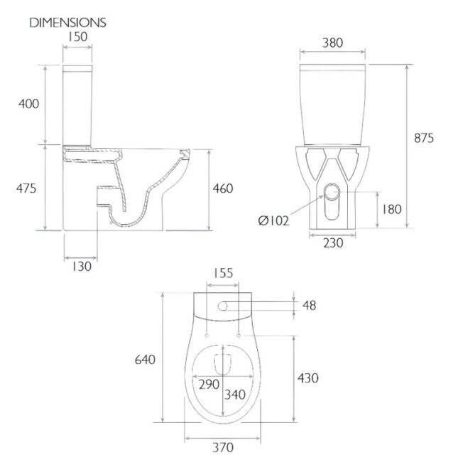 Tavistock Loft Rimless Comfort Height Fully Enclosed Toilet with Soft Close Seat - Image 2