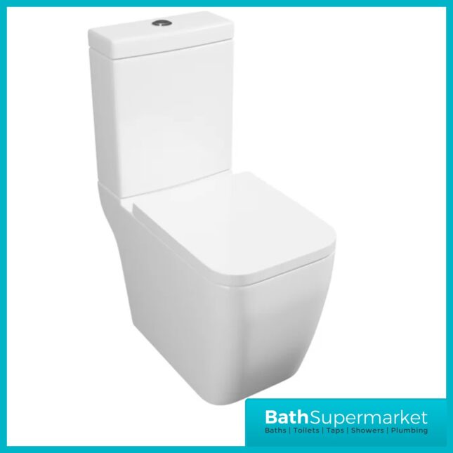 Kartell Genoa Square 4 Piece Bathroom Suite – Rimless WC Toilet With Soft Close Seat, 550mm Basin & Full Pedestal