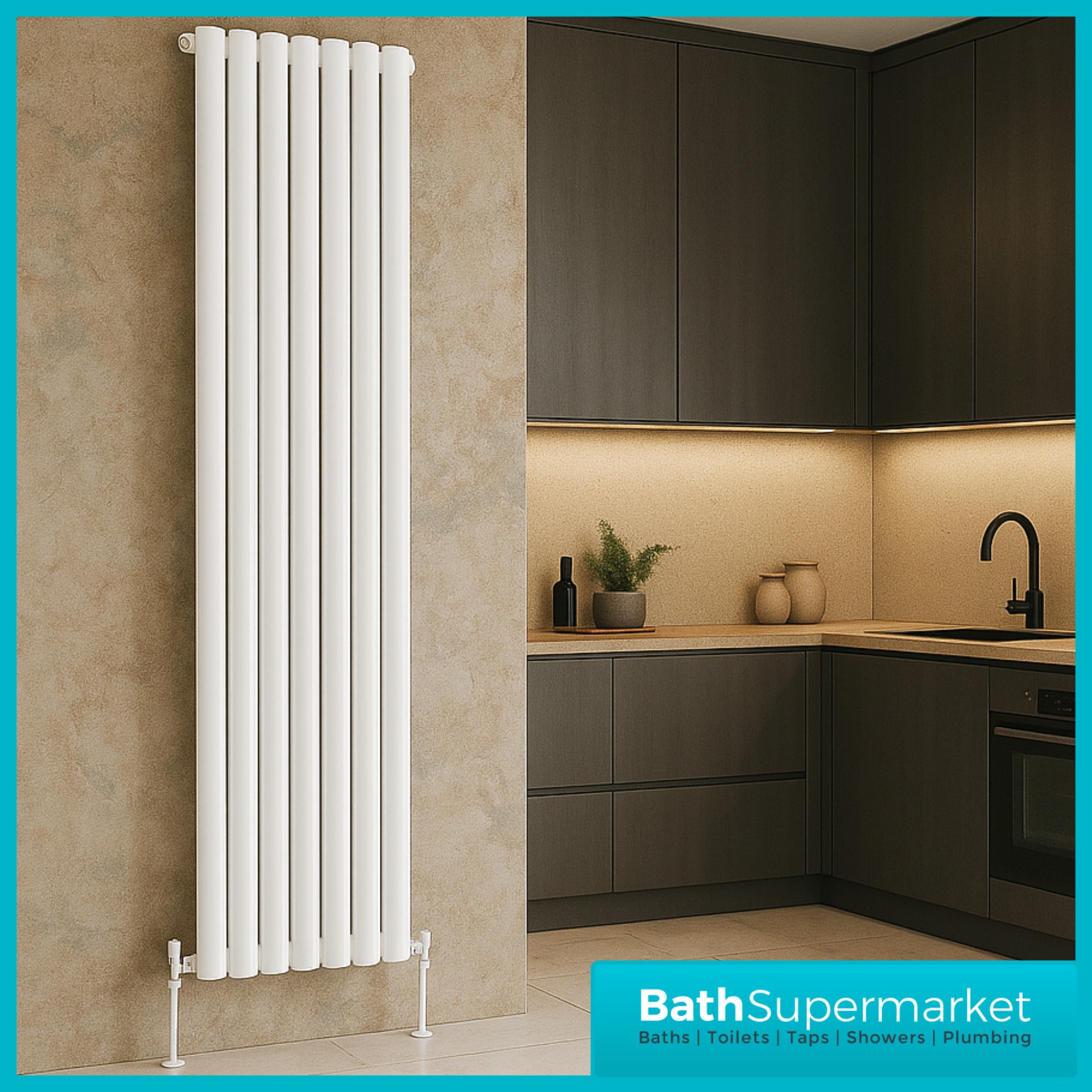 HEATWICK Columnar White Single Vertical Radiator – 1800mm High – 420mm, 540mm & 600mm Widths