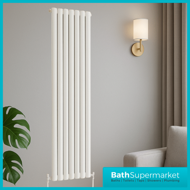 HEATWICK Columnar White Single Vertical Radiator – 1800mm High – 420mm, 540mm & 600mm Widths