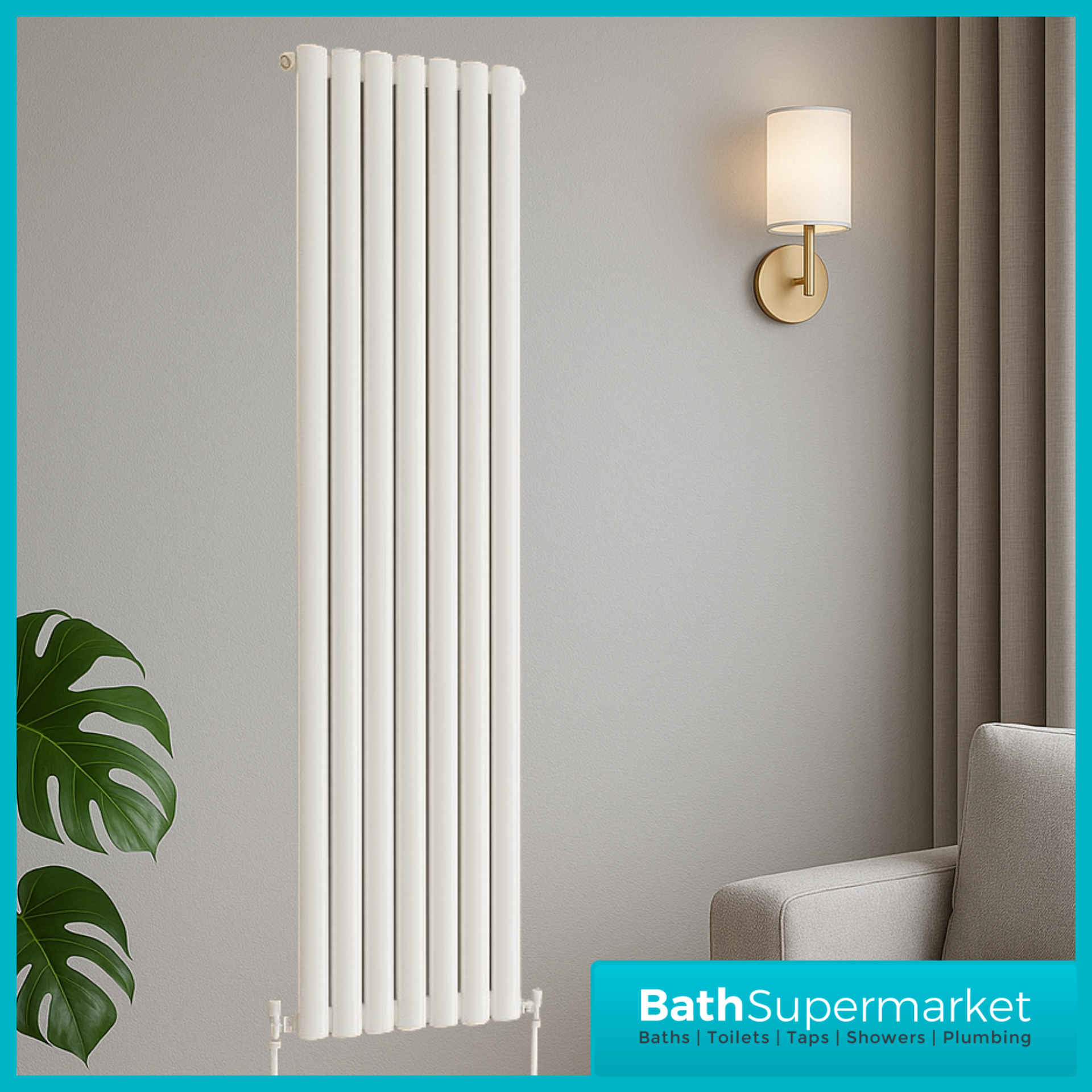 HEATWICK Columnar White Single Vertical Radiator – 1800mm High – 420mm, 540mm & 600mm Widths