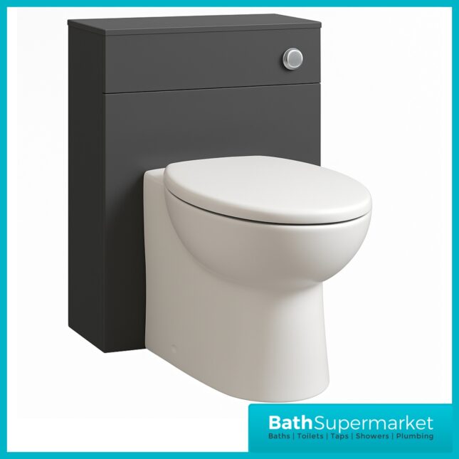 550mm Gloss Grey Vanity Unit & Basin + 500mm WC Toilet Unit Set Bathroom