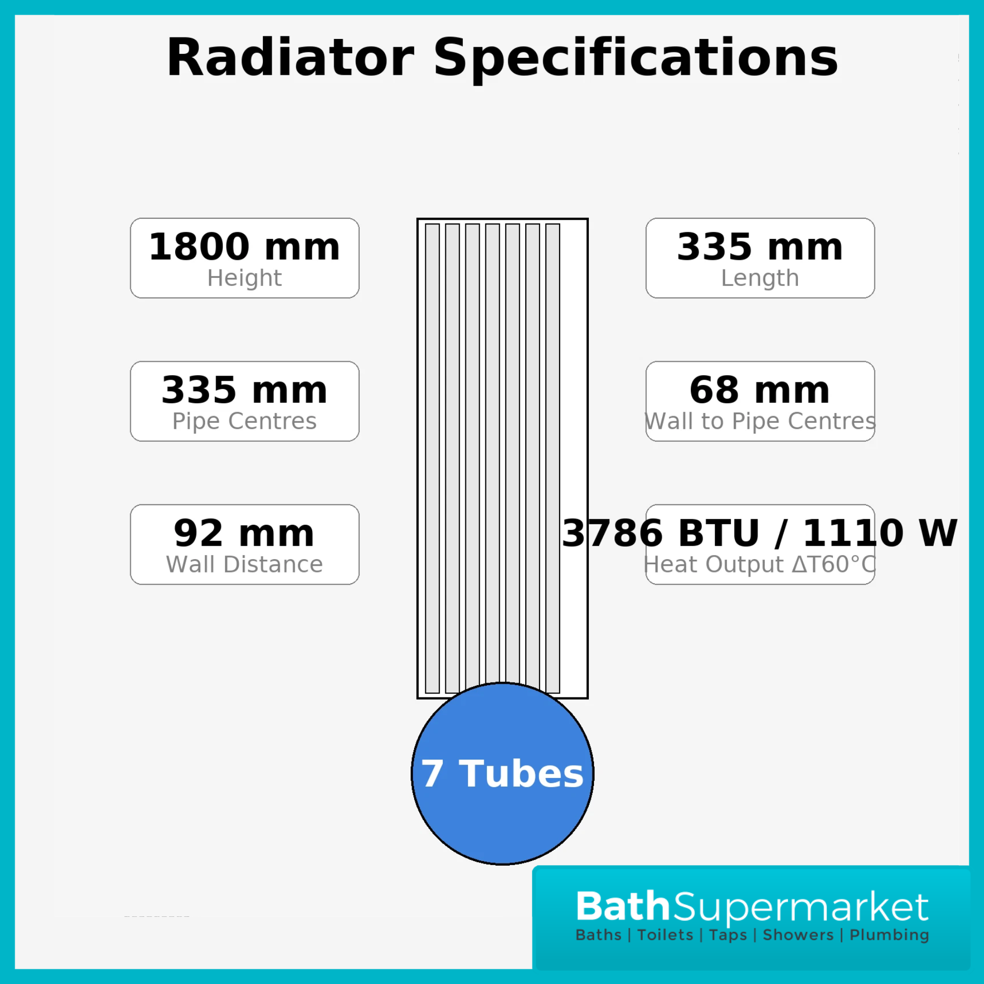 HEATWICK Heritage White Vertical Column 2 Radiator - 1800mm High - 245mm, 335mm & 425mm Widths