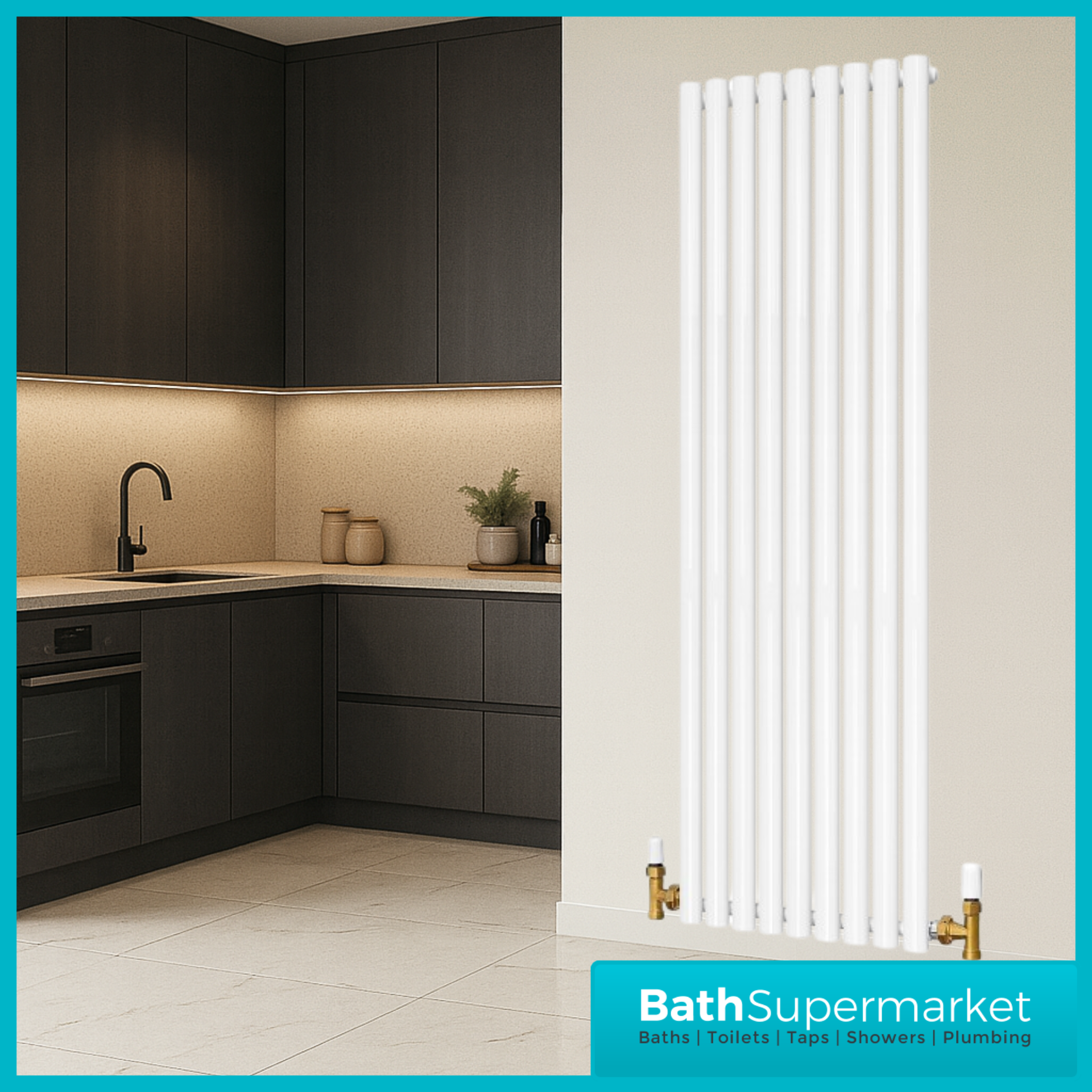 HEATWICK Columnar White Single Vertical Radiator – 1800mm High – 420mm, 540mm & 600mm Widths