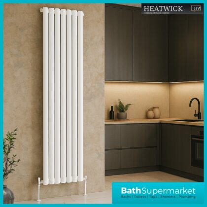 HEATWICK Columnar White Single Vertical Radiator – 1800mm High – 420mm, 540mm & 600mm Widths