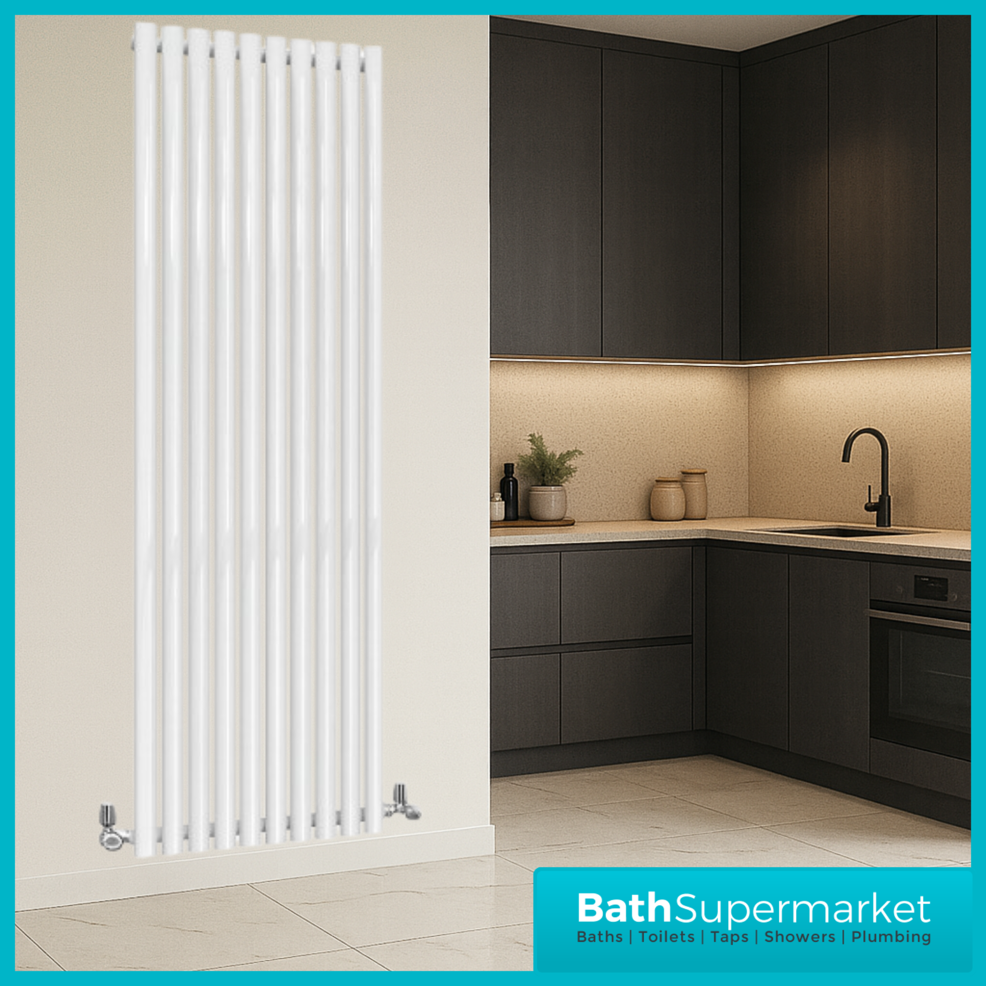HEATWICK Columnar White Single Vertical Radiator – 1800mm High – 420mm, 540mm & 600mm Widths