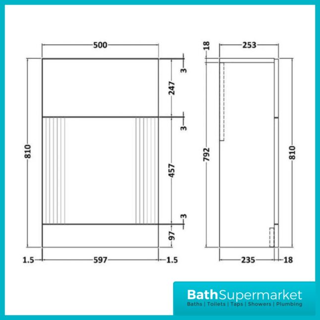 Modern Fluted Satin Black 500mm Floorstanding Vanity Unit With Basin & 500mm WC Toilet Unit Set