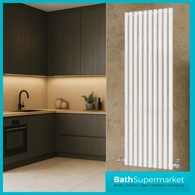 HEATWICK Columnar White Single Vertical Radiator – 1800mm High – 420mm, 540mm & 600mm Widths