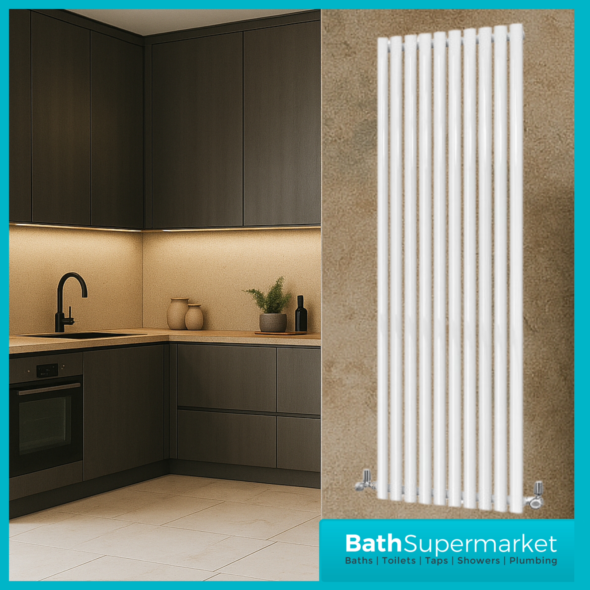 HEATWICK Columnar White Single Vertical Radiator – 1800mm High – 420mm, 540mm & 600mm Widths