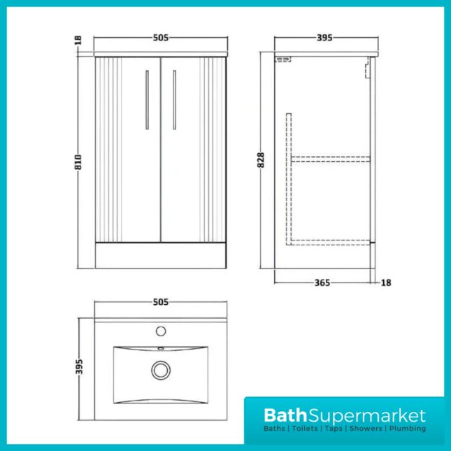 Modern Fluted Satin Black 500mm Floorstanding Vanity Unit With Basin & 500mm WC Toilet Unit Set