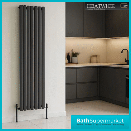 HEATWICK Columnar Anthracite Single Vertical Radiator – 1800mm High – 420mm, 540mm & 600mm Widths