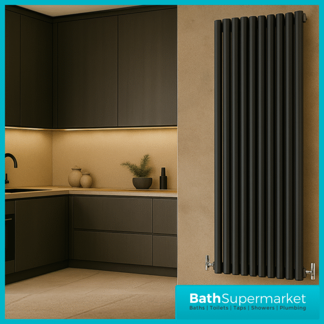 HEATWICK Columnar Anthracite Single Vertical Radiator – 1800mm High – 420mm, 540mm & 600mm Widths
