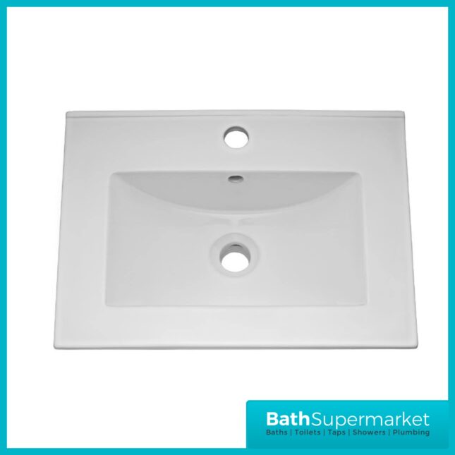 Modern Fluted Satin Blue 600mm Wall Hung 2 Drawer Vanity Unit With Basin