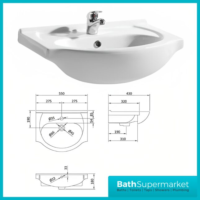 550mm Gloss Grey Vanity Unit & Basin + 500mm WC Toilet Unit Set Bathroom