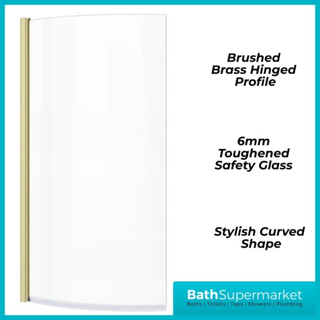 P Shape 1700mm Bath Front Panel With Brushed Brass Frame Glass Screen – Left Or Right Hand