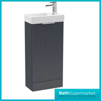 Niko Fluted Black Compact Cloakroom Floorstanding Vanity Unit With Basin - 400mm
