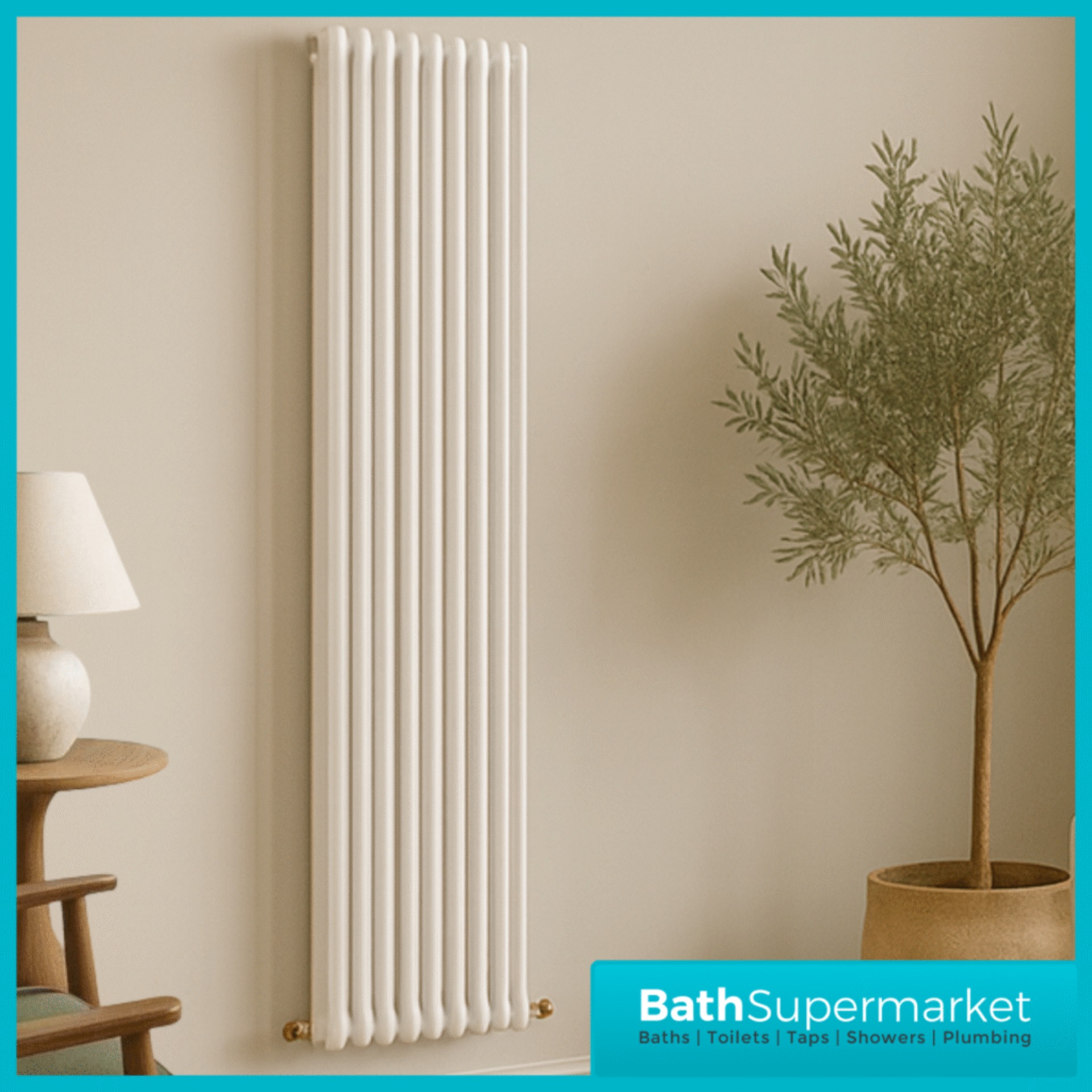 HEATWICK Heritage White Vertical Column 2 Radiator - 1800mm High - 245mm, 335mm & 425mm Widths
