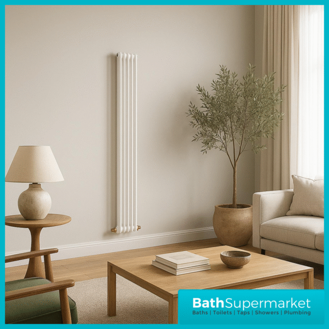 HEATWICK Heritage White Vertical Column 2 Radiator - 1800mm High - 245mm, 335mm & 425mm Widths