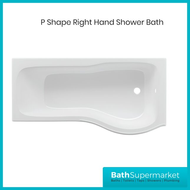 P Shape 1700mm Bath Front Panel With Brushed Brass Frame Glass Screen – Left Or Right Hand
